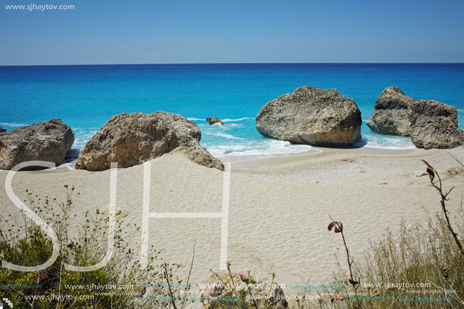 Rocks in water Megali Petra Beach, Lefkada, Ionian Islands, Greece