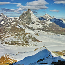 Matterhorn peak covered with clouds, Alps, Switzerland