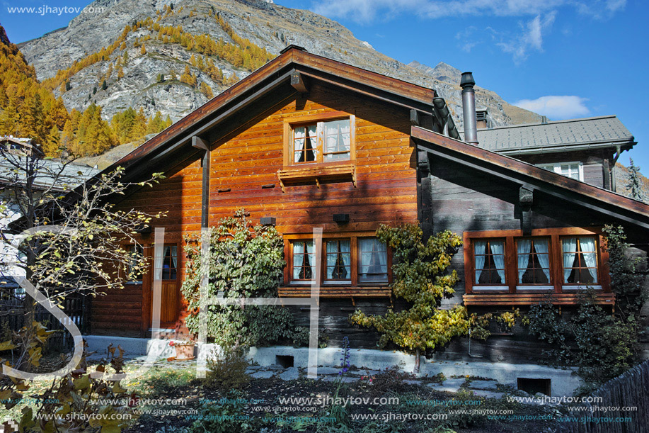 wooden house in Zermatt Resort, Canton of Valais, Switzerland