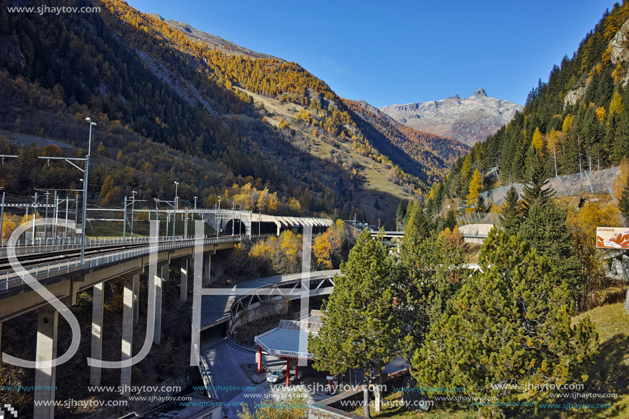 Amazing panorama of Alps and Tunnel under the mountain, Switzerland