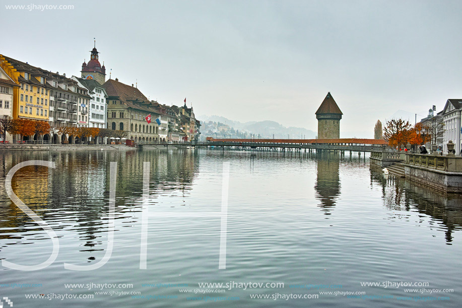 Chapel Bridge over Reuss River, Lucerne, Switzerland