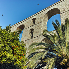 Ruins of medieval aqueduct in Kavala, East Macedonia and Thrace, Greece