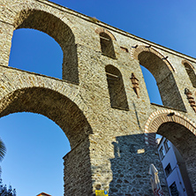 Ruins of medieval aqueduct in Kavala, East Macedonia and Thrace, Greece