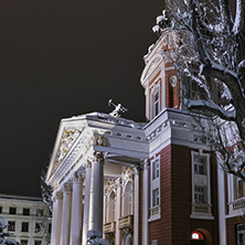 Night winter Photo of Ivan Vazov National Theatre, Sofia city, Bulgaria