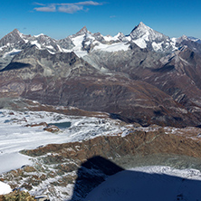 Amazing winter panorama from Matterhorn Glacier Paradise,  Alps, Switzerland