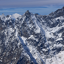 Amazing winter panorama of Alps from Matterhorn Glacier Paradise, Switzerland