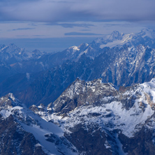 Amazing winter Landscape of Alps from Matterhorn Glacier Paradise, Switzerland