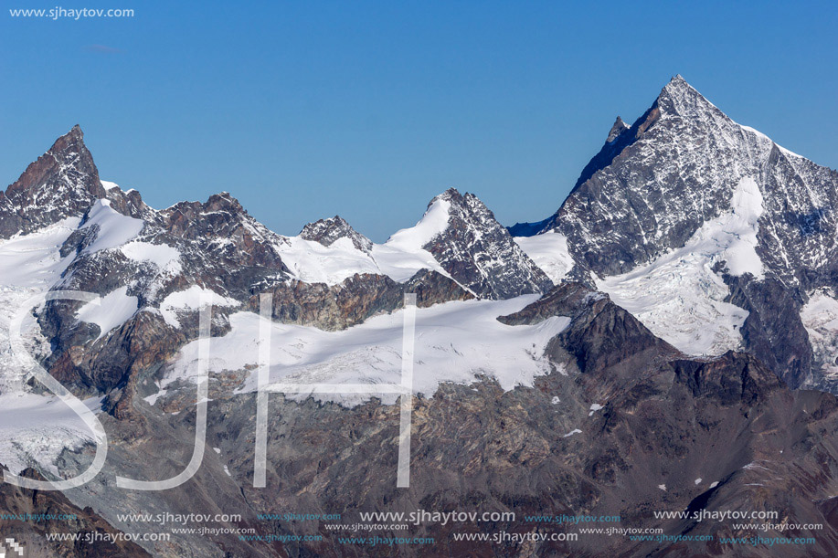 Amazing view of Alps from Matterhorn Glacier Paradise,  Canton of Valais,  Switzerland