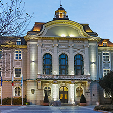 Night photo of Building of City Hall of city of Plovdiv, Bulgaria