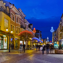 Amazing Night photo of Central Street of city of Plovdiv, Bulgaria