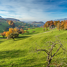 Autumn Landscape of typical Switzerland village near town of Interlaken, canton of Bern