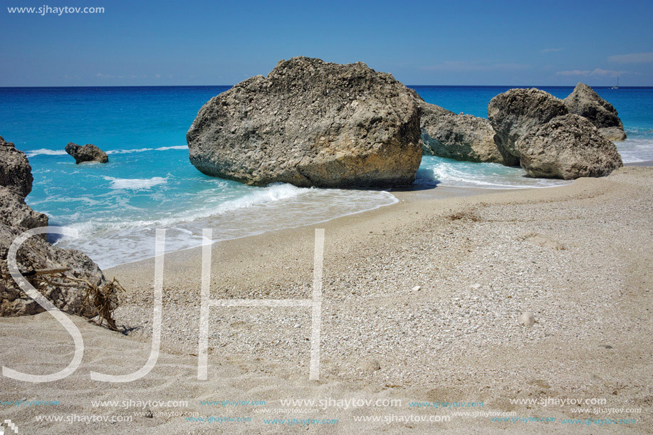 Sunny Day at Megali Petra beach, Lefkada, Ionian Islands, Greece