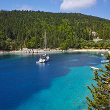 Amazing Panorama of foki fiskardo beach, Kefalonia, Ionian Islands, Greece