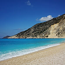 Blue waters of Myrtos Beach, Kefalonia, Ionian Islands, Greece
