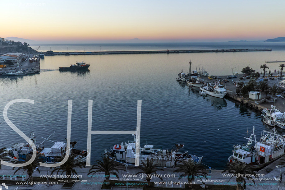 Amazing sunrise photo of port of Kavala, East Macedonia and Thrace, Greece