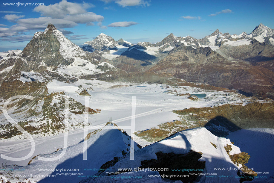 Panoramic view around mount Matterhorn, Alps, Switzerland