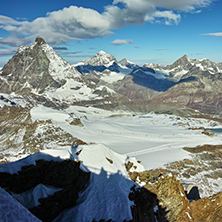 Amazing Winter landscape around mount Matterhorn, Alps, Switzerland