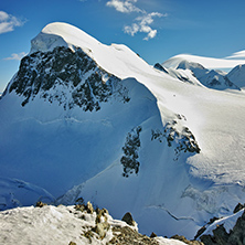 Winter Landscape of swiss Alps and mount Breithorn, Canton of Valais, Switzerland