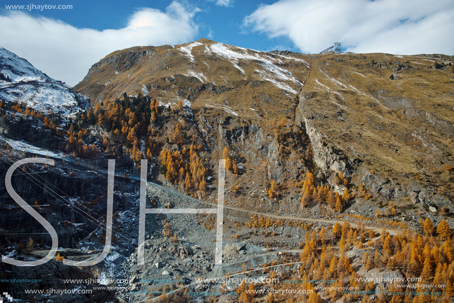 Amazing autumn view of Swiss Alps, Canton of Valais,Switzerland