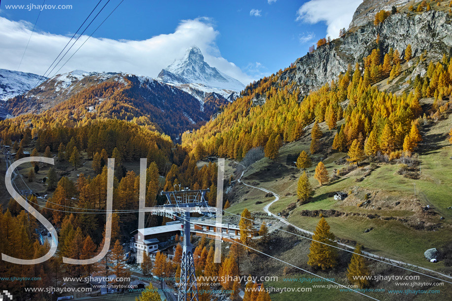 autumn panorama of Mount Matterhorn, Canton of Valais, Switzerland