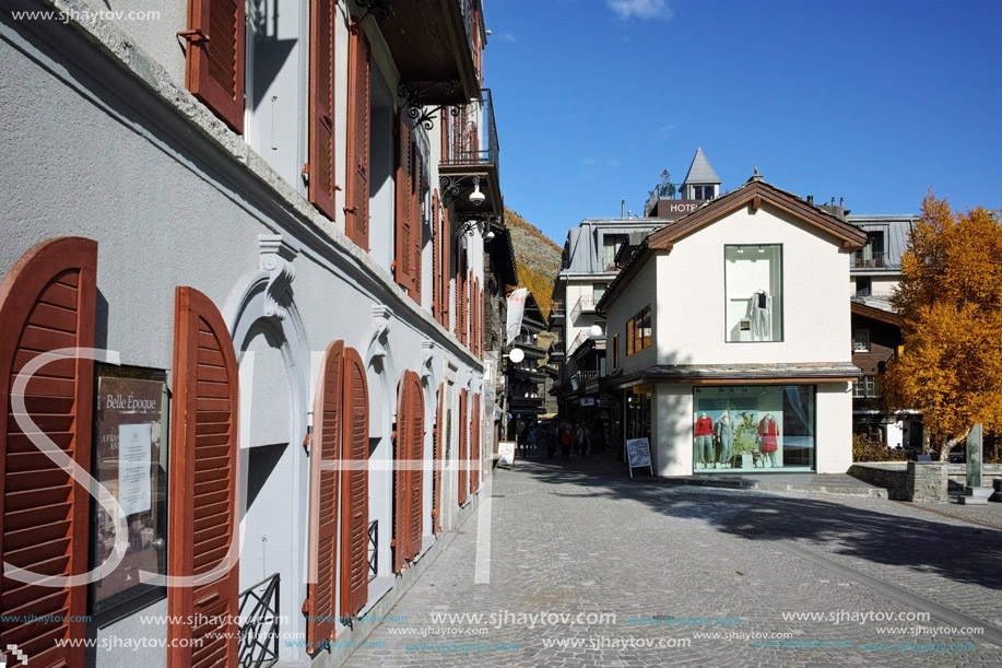 Main street in Zermatt Resort, Canton of Valais, Switzerland