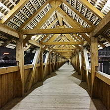 Inside view of Chapel Bridge in City of Lucern, Canton of Lucerne, Switzerland