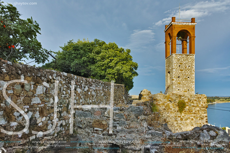 Last Rays of sun over Clock tower in Nafpaktos town, Western Greece