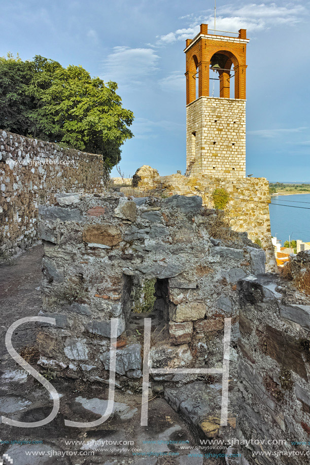 Ruiins and Clock tower in Nafpaktos town, Western Greece