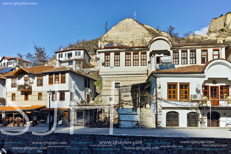 Panoramic view of Main street in town of Melnik, Blagoevgrad region, Bulgaria