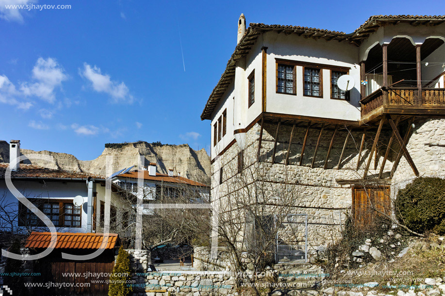 Traditional stone built house from the Revival period in Melnik town, Blagoevgrad region, Bulgaria