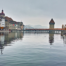 Chapel Bridge over Reuss River, Lucerne, Switzerland