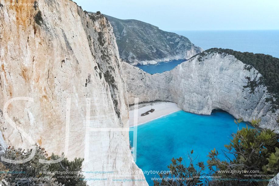 Panoramic view of Navagio Shipwreck beach, Zakynthos, Greece