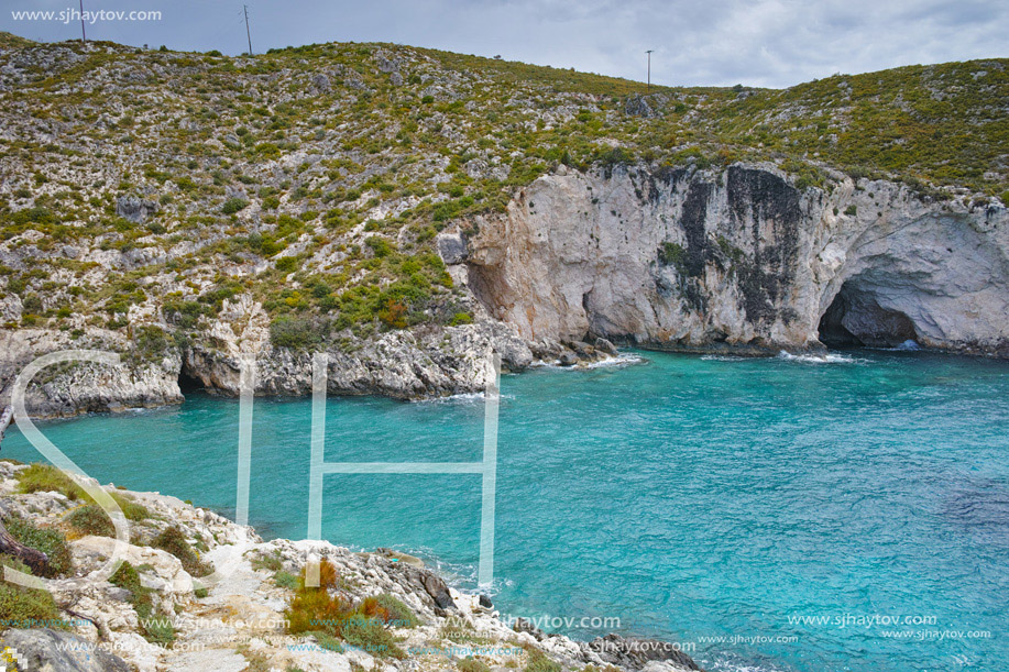 Sea Cave in Limnionas beach bay at Zakynthos island, Greece