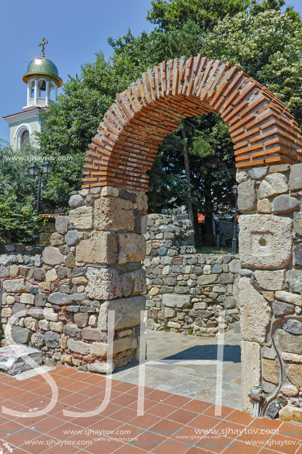 Ancient ruins and Saint George church in Sozopol Town, Burgas Region, Bulgaria