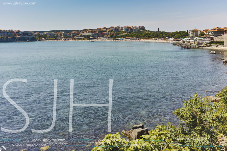 Panoramic view of Sozopol town and black sea, Burgas Region, Bulgaria