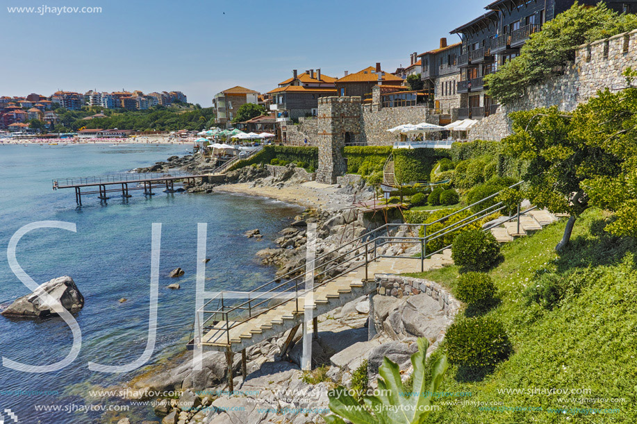 ancient fortifications and Panoramic view of Sozopol town Burgas Region, Bulgaria