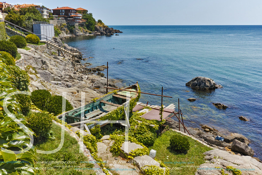 Seascape of Sozopol town and black sea, Burgas Region, Bulgaria