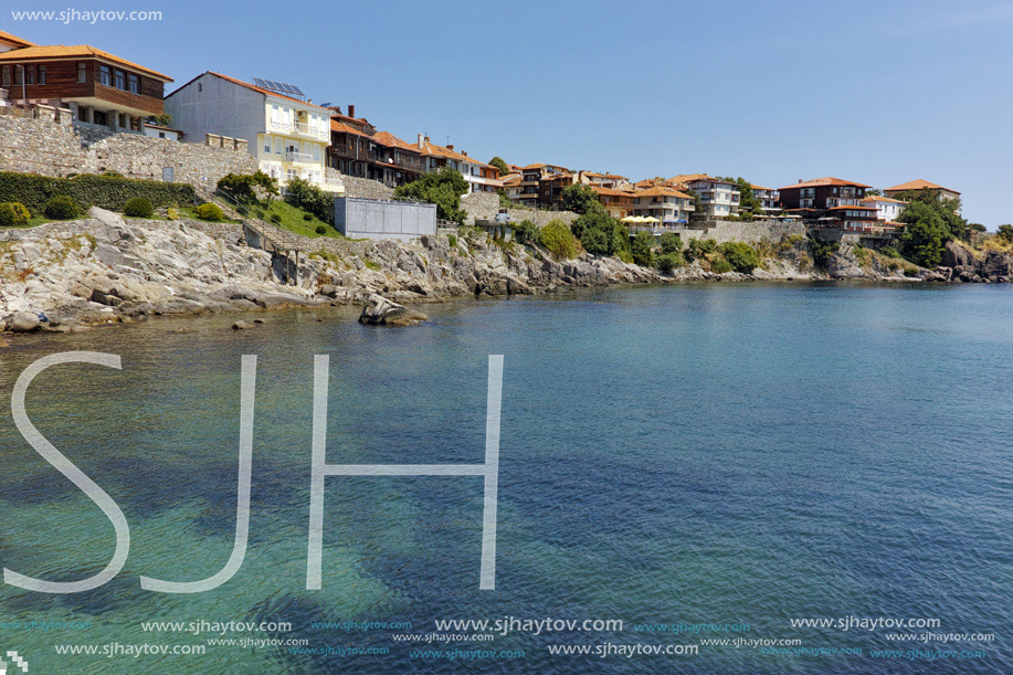 Panoramic view to old town and Black sea in Sozopol, Burgas Region, Bulgaria