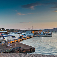 Amazing sunset on port of Sozopol, Burgas Region, Bulgaria