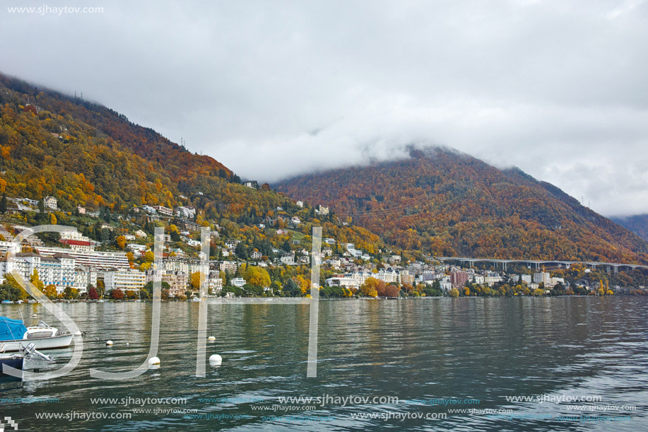 Panoramic view to Montreux and Alps, canton of Vaud, Switzerland