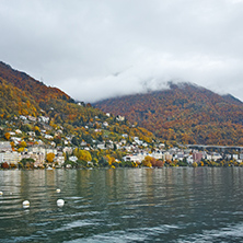 Panoramic view to Montreux and Alps, canton of Vaud, Switzerland