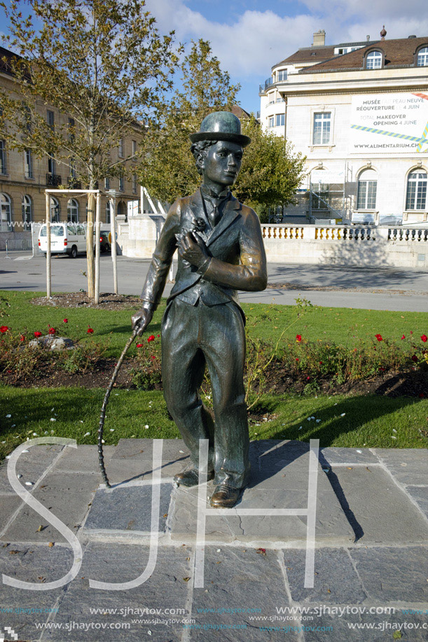 Charlie Chaplin monument in town of Vevey, canton of Vaud, Switzerland