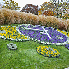 Amazing morning view of flower clock in City of Geneva,  Switzerland