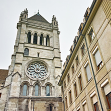 Belfry of St. Pierre Cathedral in Geneva, Switzerland