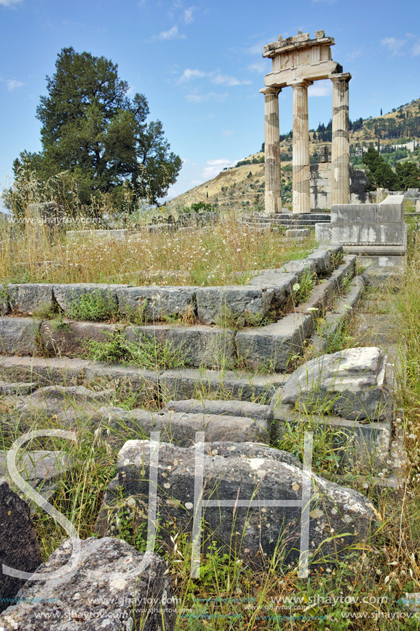 Panorama of Athena Pronaia Sanctuary at Delphi, Central Greece