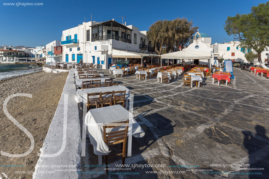 Small Square and Little Venice at Mykonos, Cyclades Islands, Greece