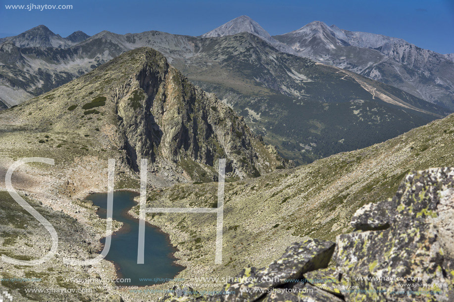 Amazing panorama from Polezhan peak to Gazey peak, Pirin Mountain, Bulgaria
