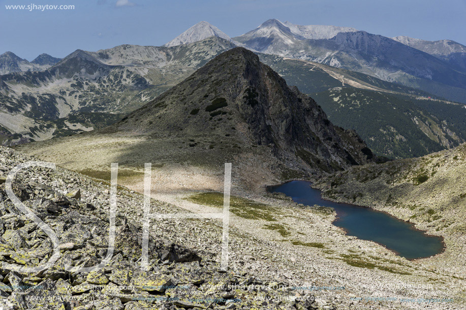 Amazing view from Polezhan peak to Upper Gazey Lake, Pirin Mountain, Bulgaria