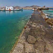 Venetian fortress and small port in Naoussa town, Paros island, Cyclades, Greece
