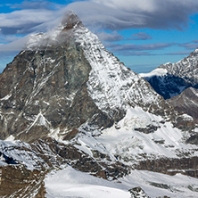 Winter panorama of mount Matterhorn, Canton of Valais, Alps, Switzerland